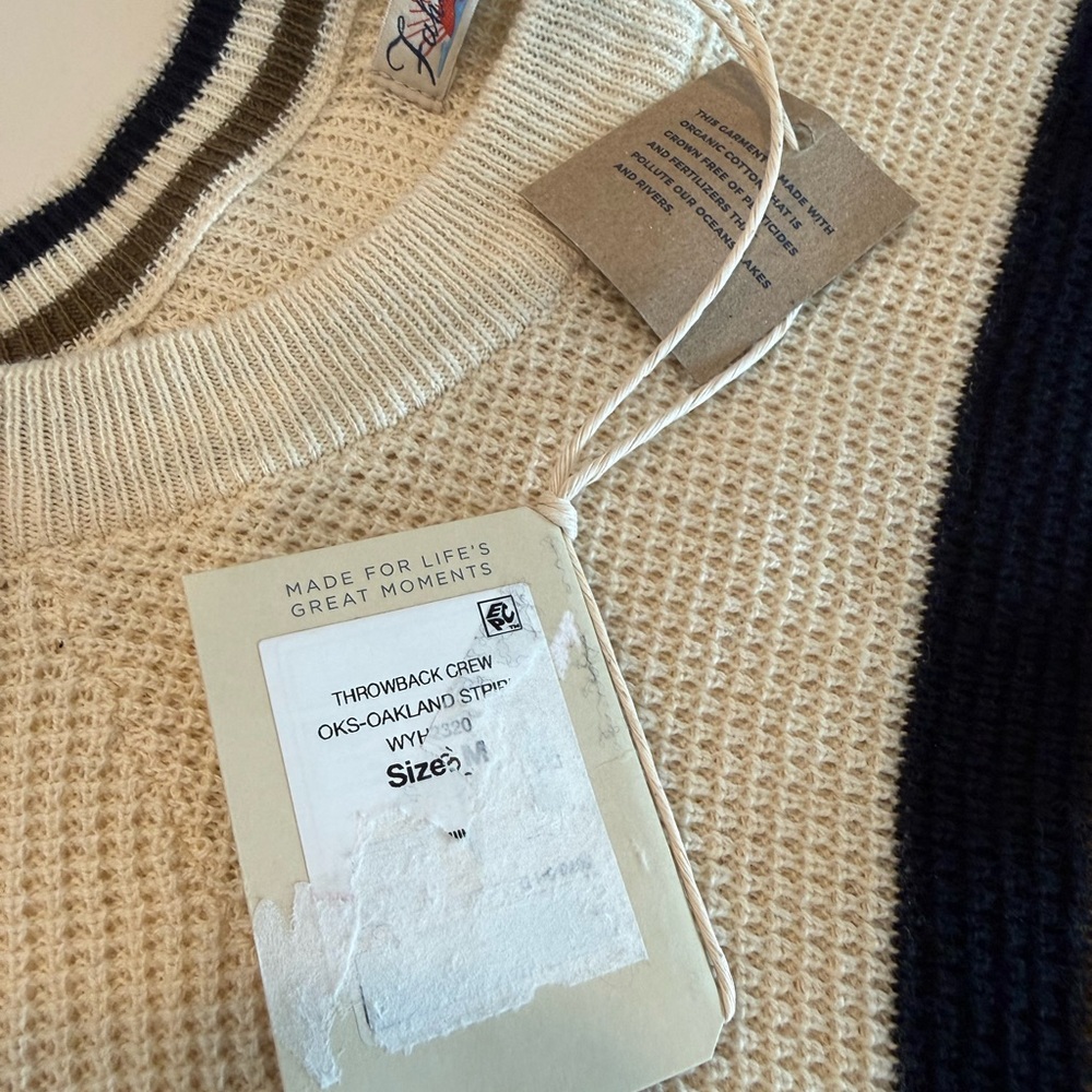 NWT Faherty Throwback Waffle Striped Crewneck Swe… - image 9